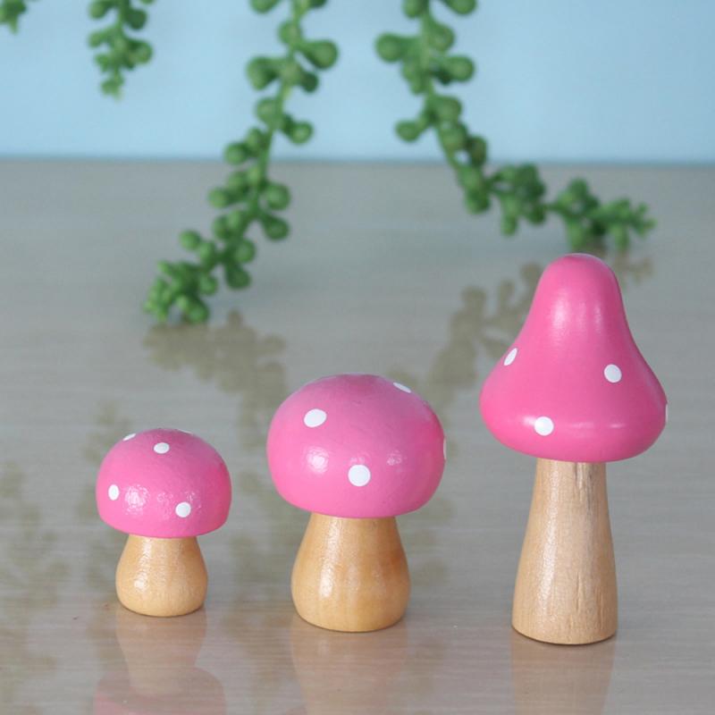 Cute Mushroom Artificial Home Decorations Mini Miniatures Fairy Garden Moss Solid Wood Crafts Decorations Stakes Craft For Home