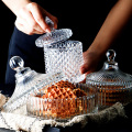 Nordic Crystal Glass Storage Jar Candy Bowl with Cover Lid Sugar Cans Diamond Candy Box Jewelry Storage Tank Kitchen Storage Jar