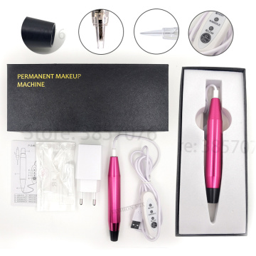 Professional Semi Permanent Makeup Machine Eyebrow Lip Contour Pen Beauty Art Tattoo Gun Machine Kit with 10pc Cartridge Needles