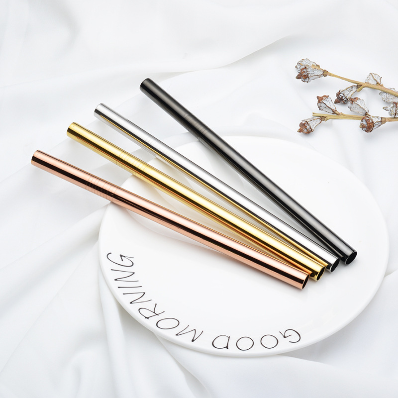 Metal Straw Stainless Steel Straw Reusable Drinking Straw Diameter 12mm Titanium Polychromatic Mixing Tube Party Bar Accessories