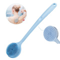 Silicone Double Side Bath Body Brush Long Handle Back Brushes Rub Massage Shower Cleaning Remove Exfoliating Bathroom Wash Brush