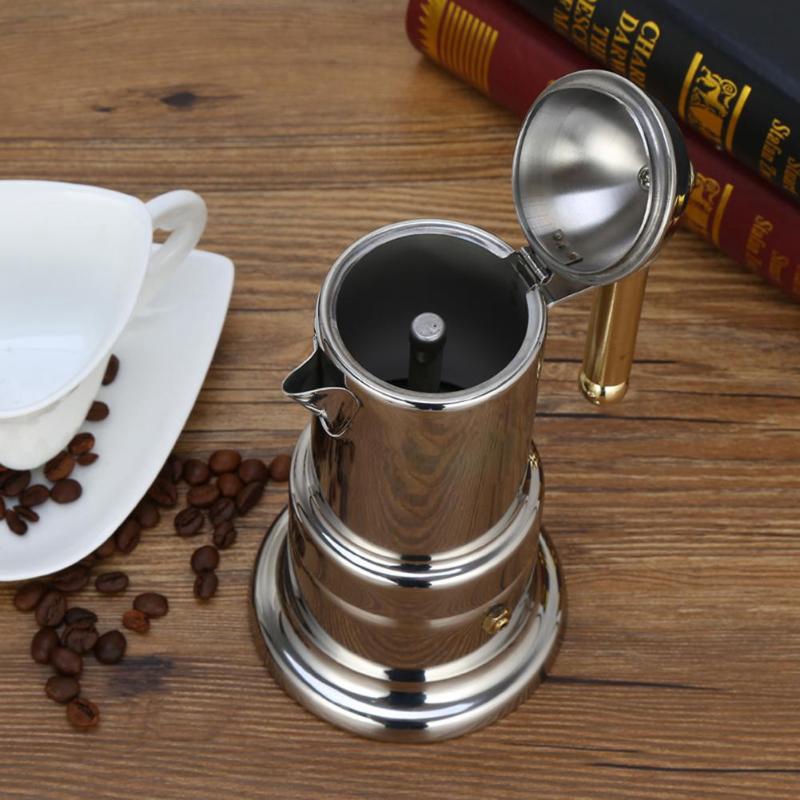 200Ml 4 Cups Stainless Steel Coffee Pot Moka Coffee Maker Teapot Filter Automatic Coffee Machine Espresso Machine
