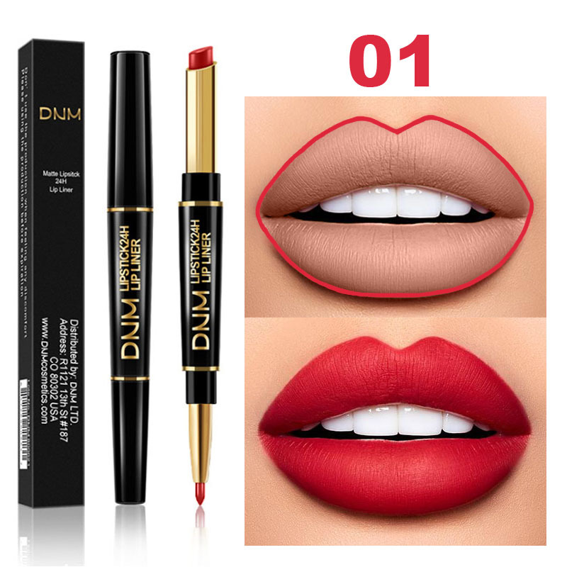2 in 1 Lip Liner Matte Lipstick Waterproof Long Lasting Color Lips Makeup Lip Liner Pen Korean Cosmetics TSLM1