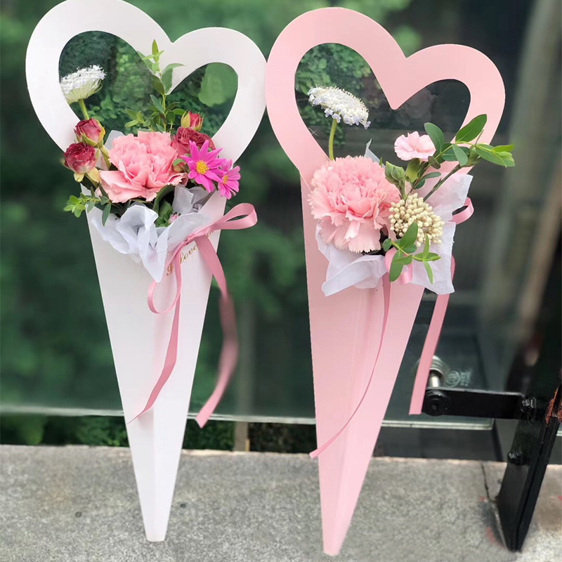 Kraft Paper Flower Bags Rose Florist Wrapping Gift Box Flower Packaging Creative Handle Box Home Decoration 18*46.5cm