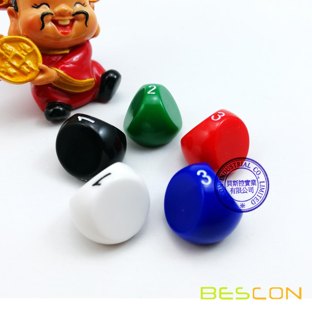 BESCON New Molding 3 Sides Dice, D3 Die, Multi-Sides Dice, Unusual Dice, Assorted Color