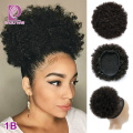 Racily Hair Afro Puff Drawstring Ponytail Human Hair Ombre Kinky Curly Ponytail Clip Ins Brazilian Hair Chignon High Puff Bun