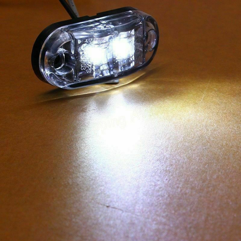 10Pcs 10V-30V 2.5 Inch White LED Lamp 2 Diode Oval Clearance Trailer Car Side Marker Light For SUV Truck Lorry RV Bus Boat