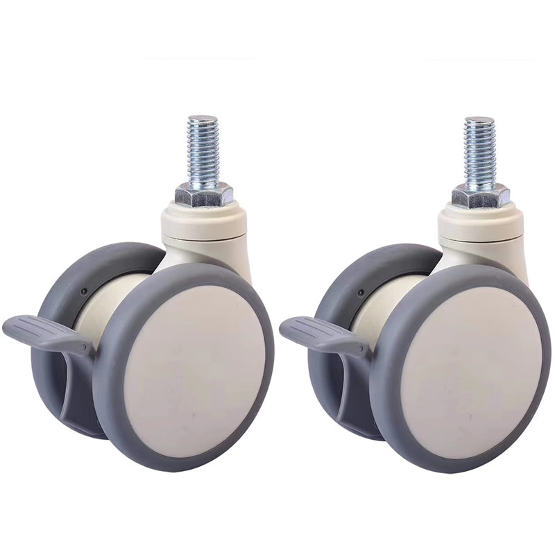 3inches ,white Medical Wheel casters/ soft TPR wheel tread,M12x25 screw ,with bearings,silent,For Hospital trolley