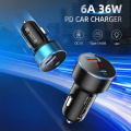 Lovebay 36W Quick Charge 3.0 USB Car Charger PD Type-C LED Dual Ports Charger Mobile Phone Aluminum Car-Charger for Phone 11 Pro