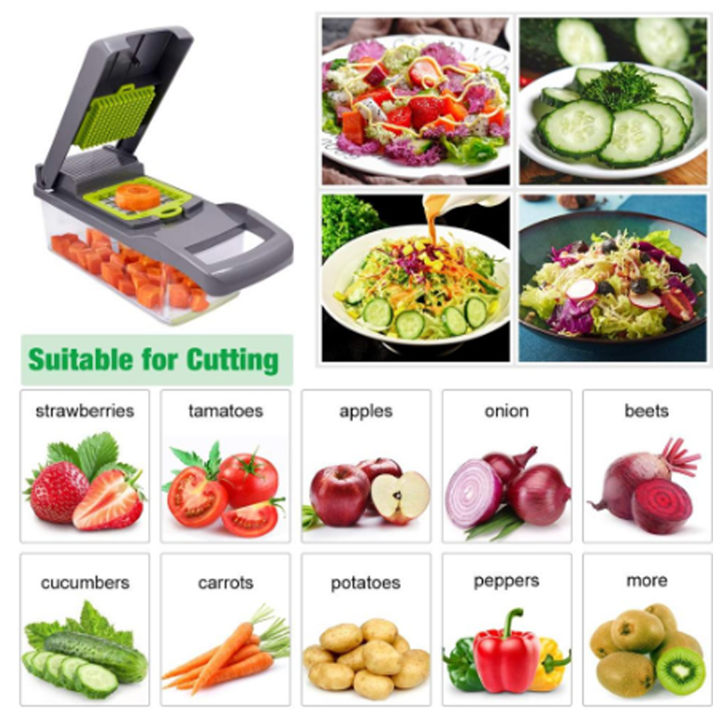 Multifunctional Vegetable Cutter 7Dicing Blades Mandoline Slicer Carrots Peeler Potato Cheese Grater Chopper Kitchen Accessories