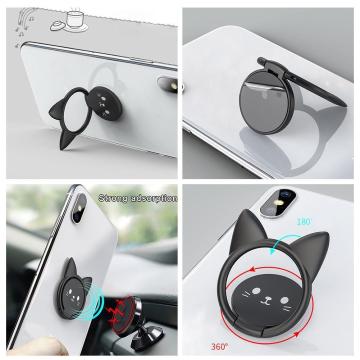 Metal Finger Ring Holder Mobile Phone Smartphone Car Cat Stand Holder Magnetic Accessories Bracket Bracket Cute Mount Stand T8T9