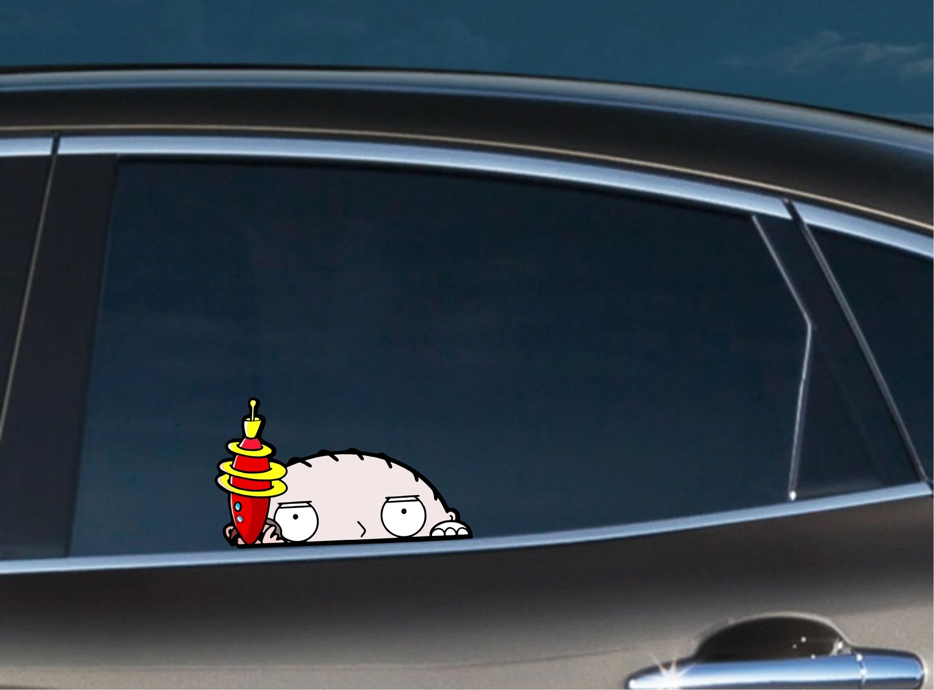 Three Ratels FC168 3D Stewie Peeking from the Window Car Sticker Rear Windshield Bumper Body Styling Car Accessories Vinyl Decal