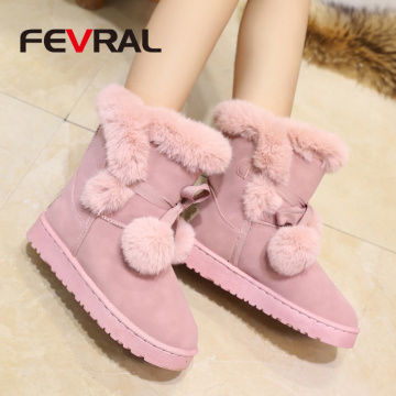 FEVRAL 2021 Winter Quality Woman Boots Round Toe Fashion Ankle Snow Boots Flat Thick Heels Casual Shoes Woman Female Socks Boots