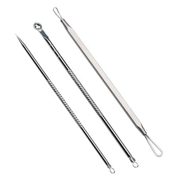 3pcs/set New Blackhead Needles Facial Pore Cleaner Blemish Remover Tool Spoon Comedone Acne Pimple For Face Skin Care Tools