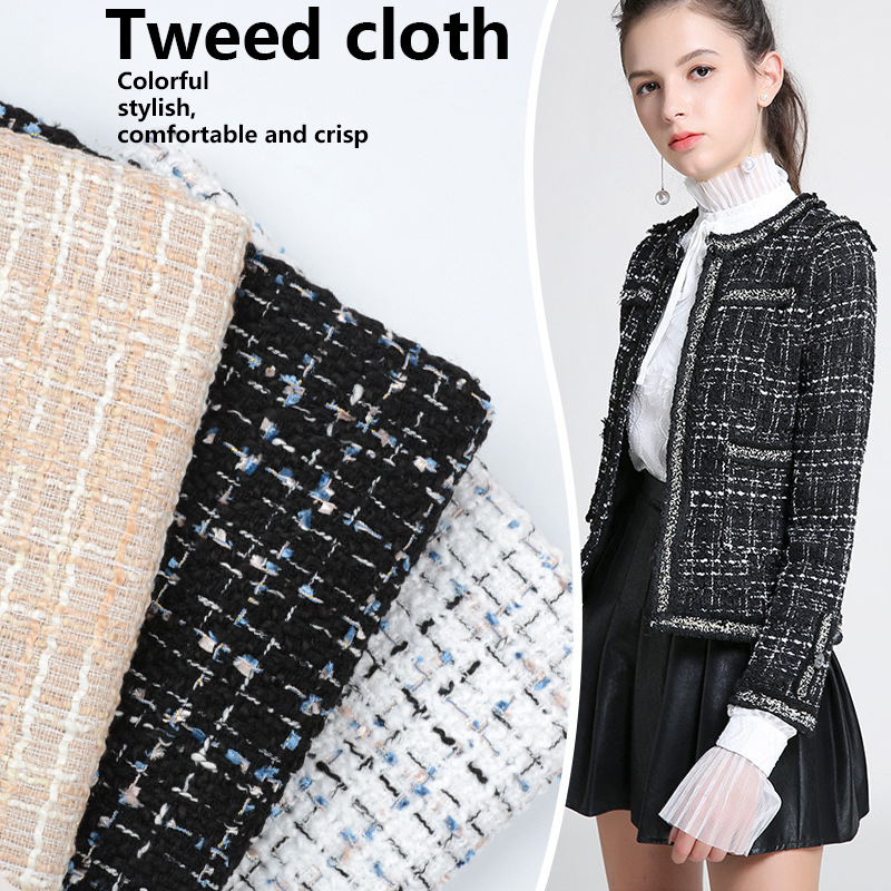 Woolen woven Tweed plaid Fabric fiber new skirt,Outerwear,garment hand-made DIY fabric dress in autumn winter Tweed plaid cloth