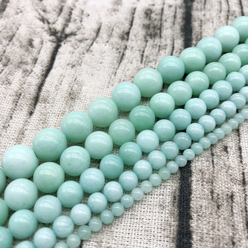 Natural Blue Amazonite Stone Beads Round Loose Spacer Beads 4 6 8 10 12MM For Jewelry Making Fit DIY Bracelet 15