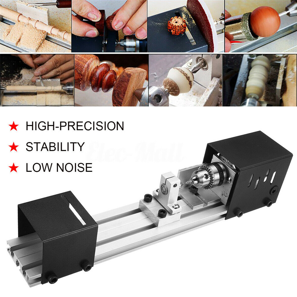 12-24V 96W/100W Mini Lathe Beads Machine Woodwork DIY Lathe Standard Set with Power carving cutter Wood Lathe 2019 tools for