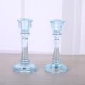 Blue Color Glass Taper Candle Holder