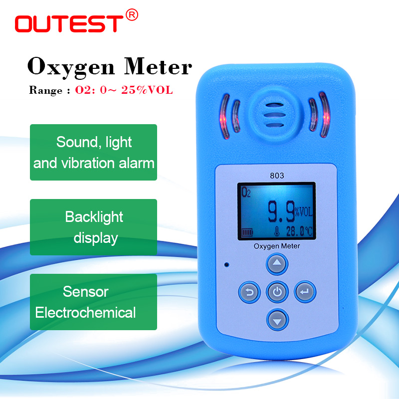 Large LCD Oxygen o2 Concentration gas Detector Oxygen gas meter air quality monitor Gas Analyzer Sound light vibration Alarm