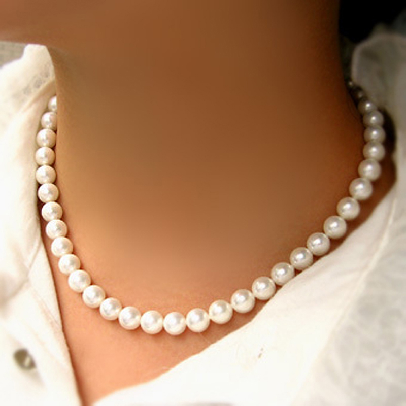 Pearl Necklaces For Women 8mm Simulated Pearl Chain Necklace Collier Femme Choker Wedding Bridal Jewelry Party Gifts Bijoux