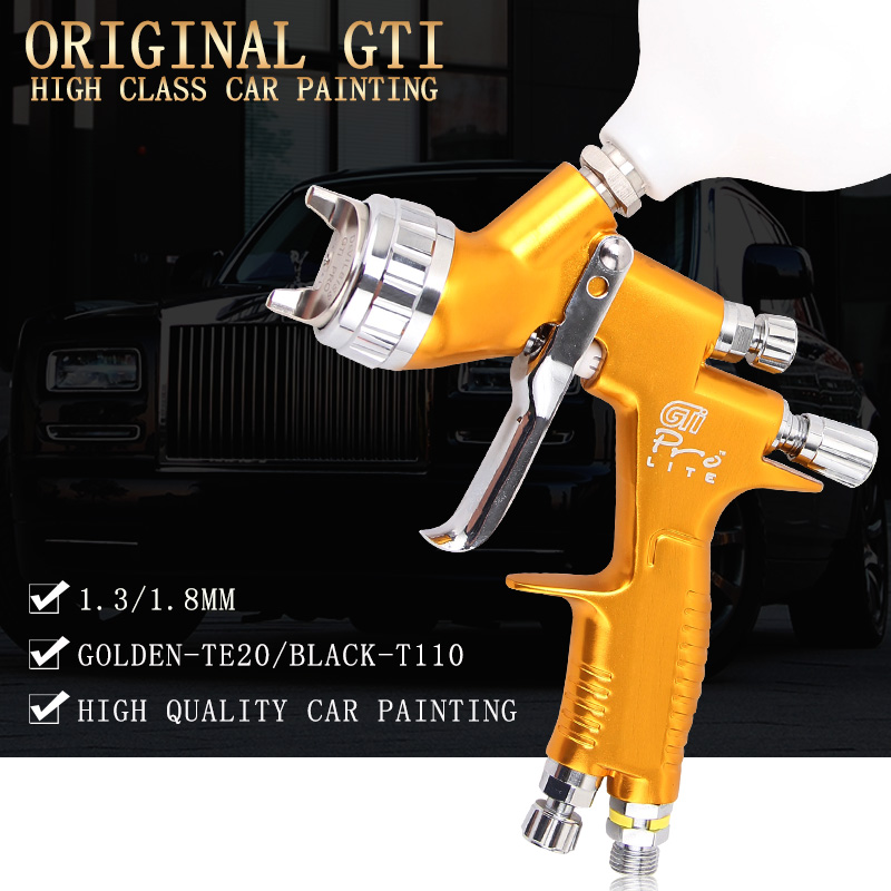 high quality professional Gti pro lite golden painting gun TE20 T110 1.3mm 1.8mm spray gun paint gun water based air spray gun