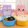 Portable Kids Student Lunch Box Bento Box Container Compartments Case Cute Cartoon Owl Lunch Box Food Container Storage Box