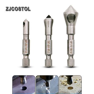 ZJCOSTOL 3pcs/LOT 90 Degrees Countersink Bit Set Deburring Drill Bits Tapper Hole Cutter Wood Wooden Metal Plastic Chamfer Set