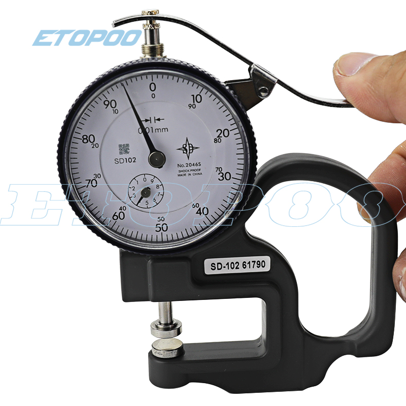 High Precision 0-10mm 0.01mm Dial Thickness Gauge Leather Metal Case Tester Flat Micrometer Width Measuring Instrument Tools