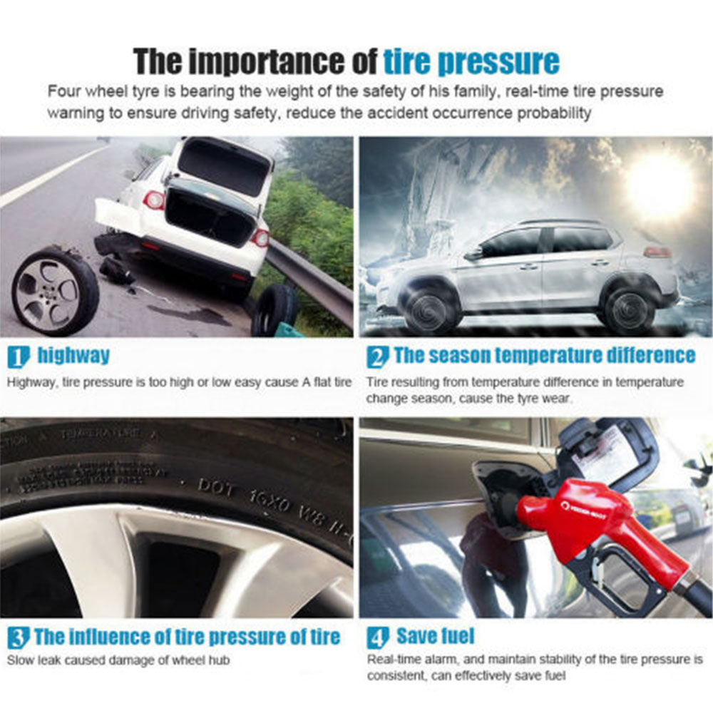 TPMS Car Tire Pressure Monitoring System Bluetooth 4.0 Low Energy Display For Phone DC 3V With 4 Internal Tire Pressure Sensor