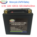 12-BS Motorcycle Battery 12V LiFePO4 lithium-ion Battery 420CCA 12AH Size-150x87x130mm Jump Starter with BMS Voltage Protection