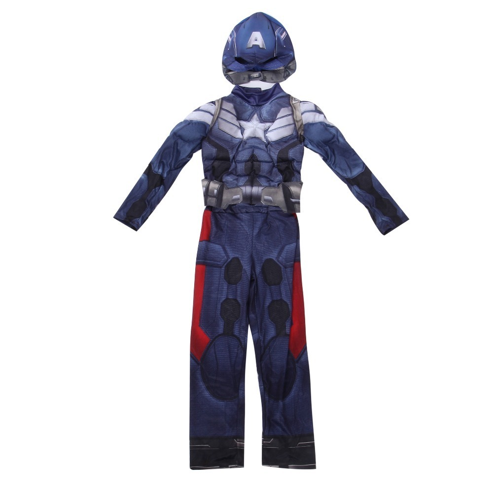 Boys Captain America Movie 2 Classic Muscle Child Halloween Costume Avenger Superhero kids Cosplay