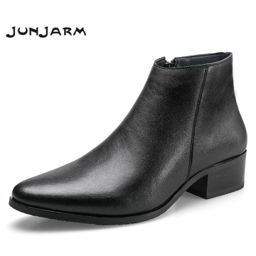 JUNJARM 2020 Men Ankle Boots Genuine Leather Men Boots Fashion Men Chelsea Boots Black Comfortable Men Footwear