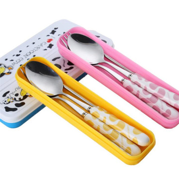 Cute Portable Dinnerware Stainless Steel Cutlery Spoon Travel Dinner Set Travel Dinner Chopsticks Tableware Sets