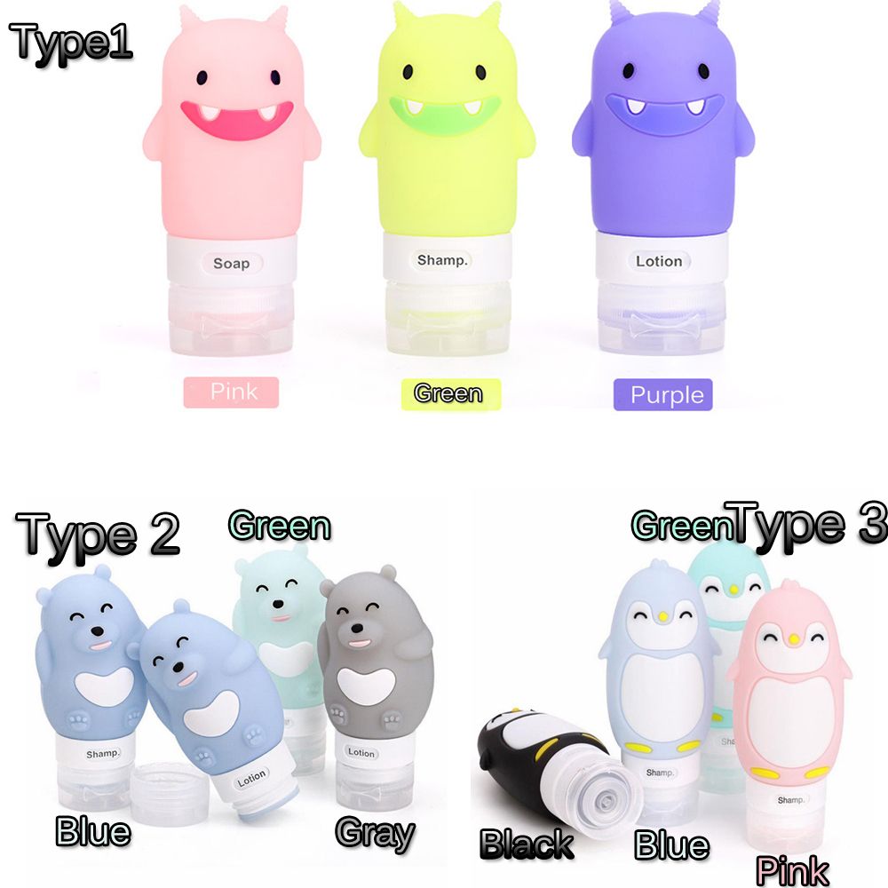 60/80/90ML Food-grade Silicone Bottles Makeup Shampoo Shower Gel Lotion Sub-bottling Tube Cute Travel Squeeze Empty Bottle