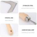 1Pc Stainless Steel Weeding Sickle with Wooden Handle Manual Weeder Multipurpose Root Remover Gardening Tool for Home (Silver)