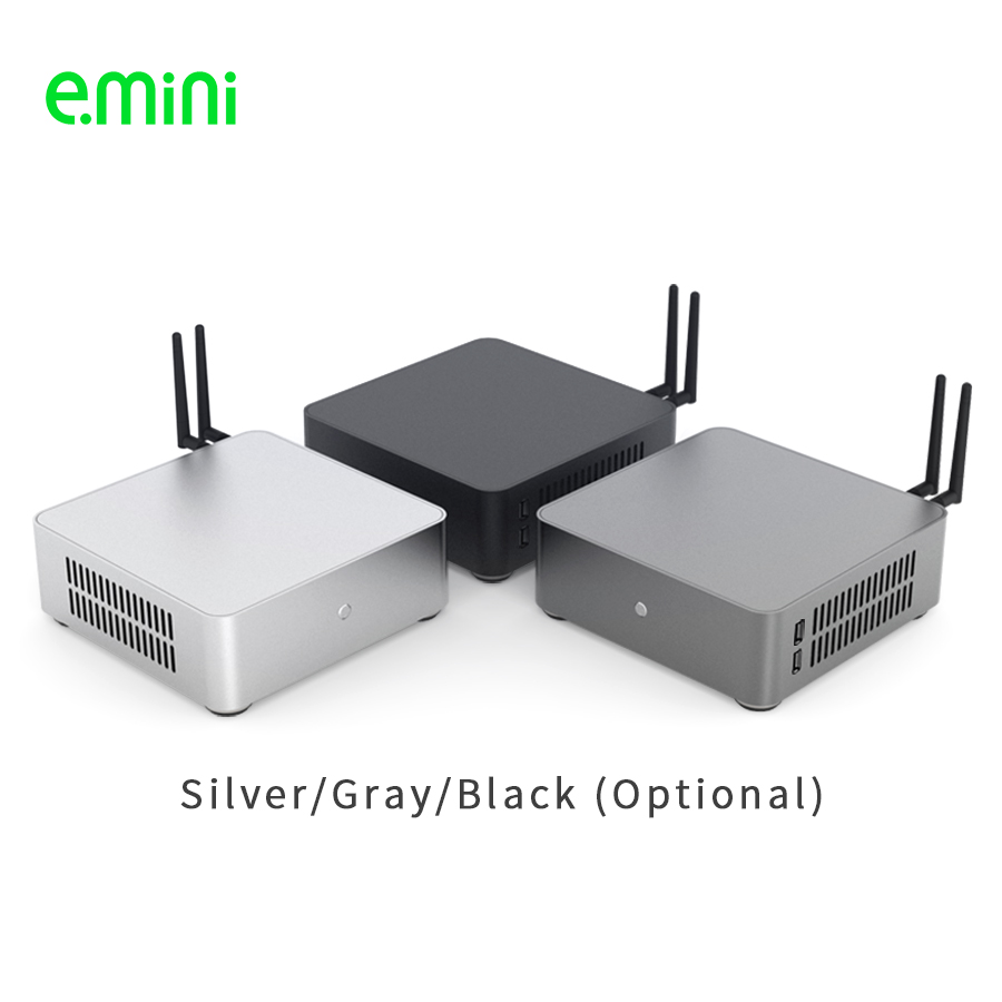 E.MINI H65S Mini ITX Computer Case Aluminum Desktop Server PC Chassis With Two USB2.0 For Office Support OEM