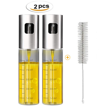 100ml 2pcs Glass Olive Oil Sprayer with cleaning brush Empty Bottle Oil Dispenser Picnic Salad grilling Kitchen Cooking tool set