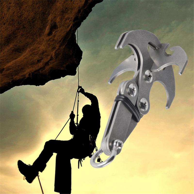 Stainless Steel Survival Folding Grappling Hook Climbing Claw Accessories Gravity Hook Key Chain Car Traction Rescue EDC