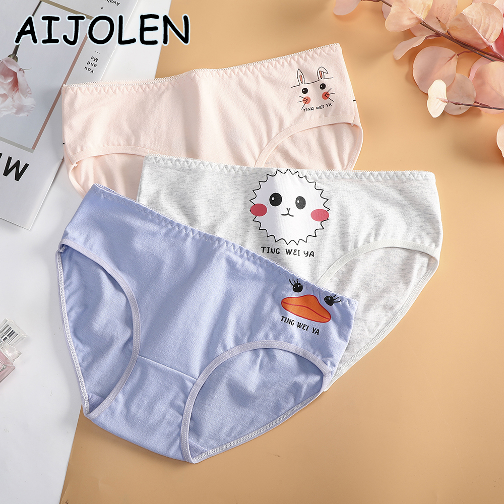 AIJOLEN Low-waist Girls Underwear Solid Color Cute Cartoon Underpants Cotton Soft and Close-fitting Duck Briefs