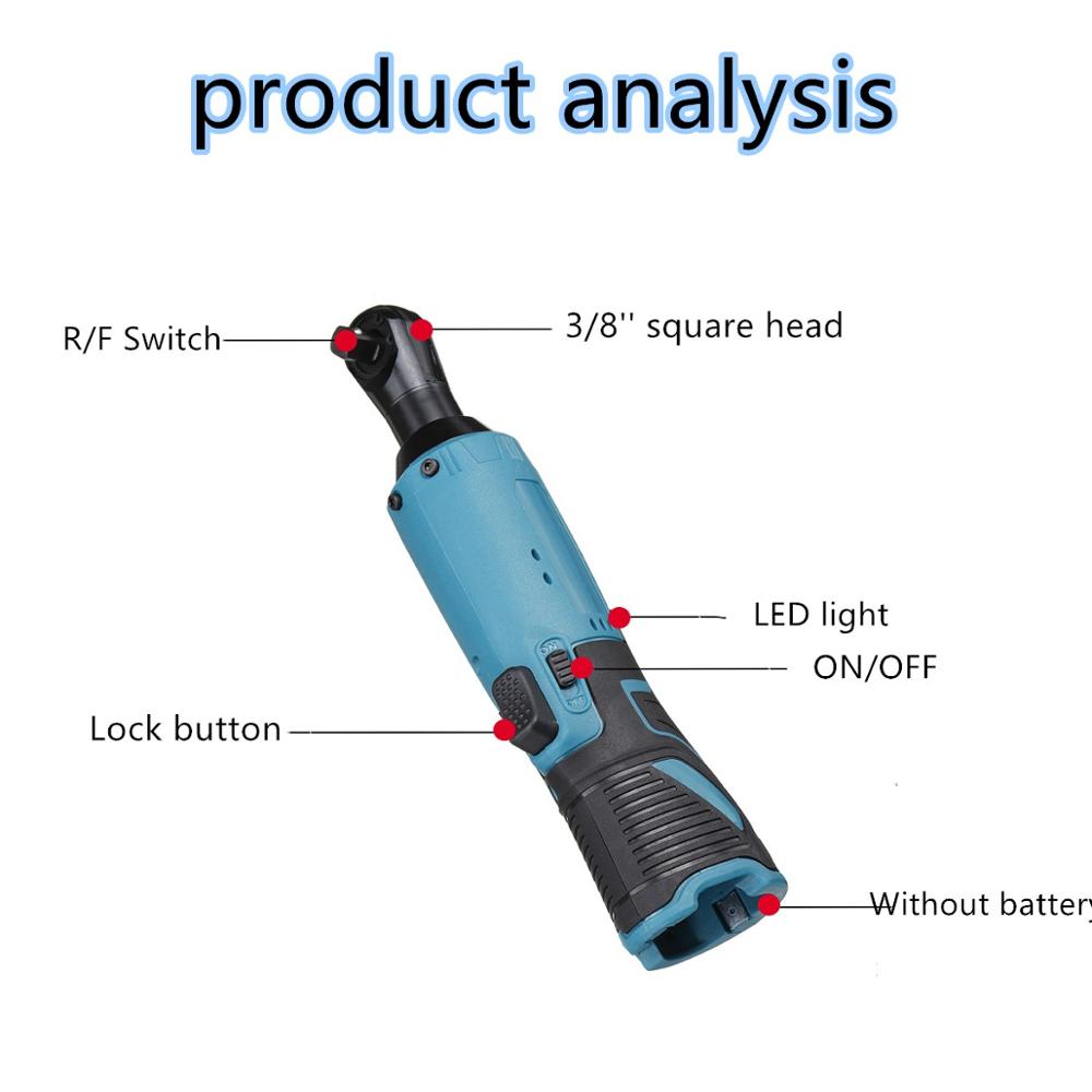 12V 3/8" 90N.m Electric Wrench Cordless RechargeableRatchet Scaffolding Right Angle Wrench Tool For Makita Battery Vintage