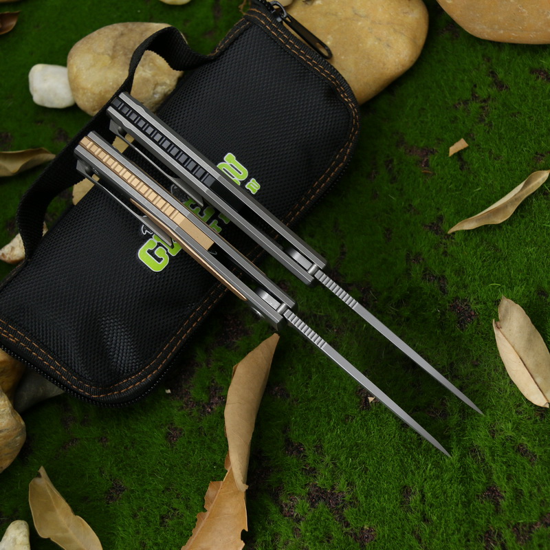Green thorn poker D2 Steel Flipper Folding Knife Titanium Handle Outdoor Camping Hunting Pocket Fruit kinfe Survival EDC Tools