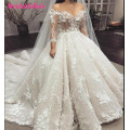 Luxury Vintage Princess See Through Wedding Dresses 2021 Sheer Sleeves Appliques Formal Bride Bridal Gowns Vestidos de novia