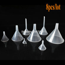 8pcs/set lab 30mm 50mm 60mm 75mm 90mm 120mm Triangle funnel Clear Plastic Conical Funnel Laboratory supplies