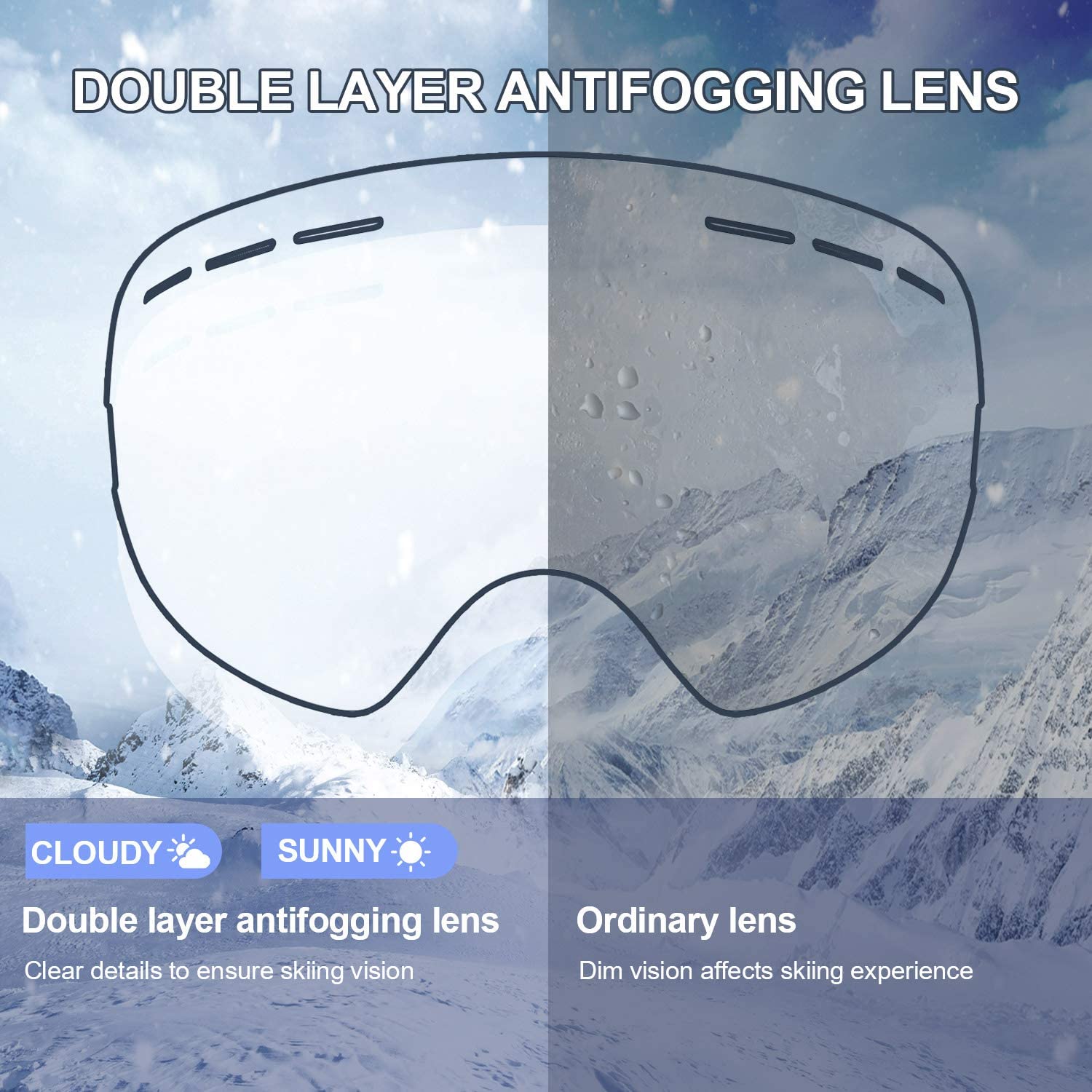 Ski Goggles UV400 Protection Snowboard Eyewear Anti-fog Ski Mask Glasses Snow Men Women Skiing Windproof Dustproof Ski Goggles