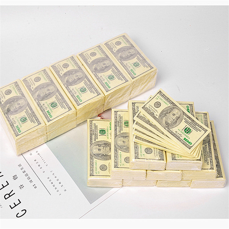 9pc 100$ Dollars Napkin US Dollar Bill Money Paper Towel Party Gift Disposable Napkins Wedding Party Birthday Decoration