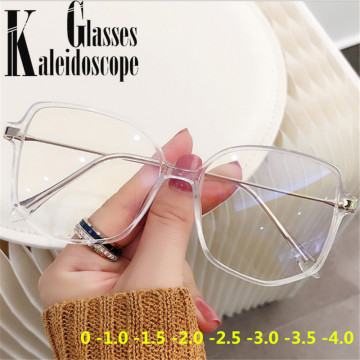 -1.0 1.5 2.0 2.5 3.0 3.5 4 Finished Myopia Glasses Women Men Oversized Anti Blue Light Glasses Frame Retro Shortsighted Eyewear