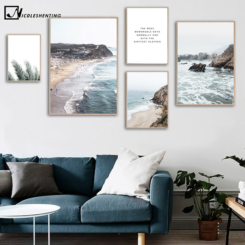 Landscape Wall Art Picture Tropical Sea Beach Nordic Poster Coastal Ocean Nature Seascape Canvas Print Painting Room Decoration