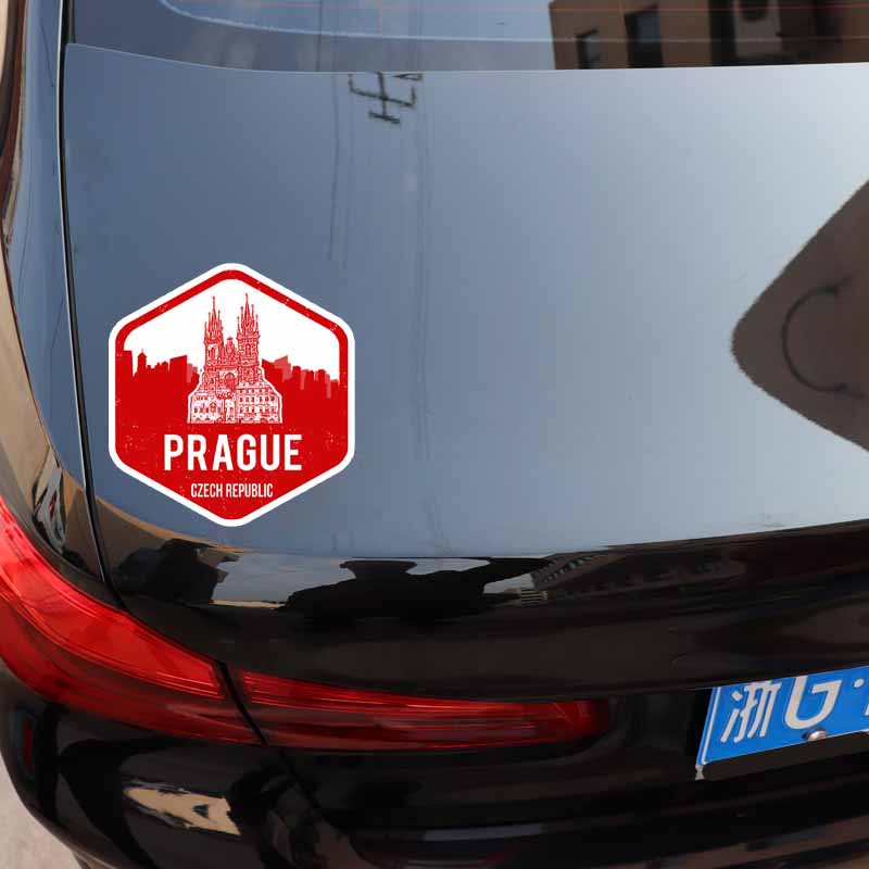 YJZT 10.2CM*10.9CM Car Sticker Prague City Czech Republic PVC Decal Stickers 6-1351
