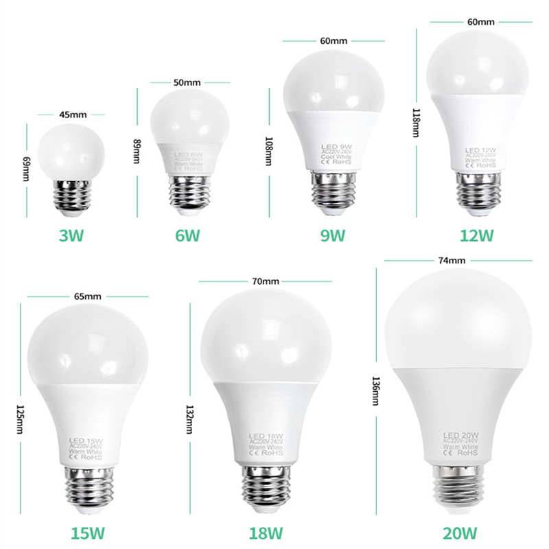 10PCS LED lamp E14 E27 AC 220V LED bulb Light LED Spotlight Table lamp 3W 6W 9W 12W 15W 18W 20W