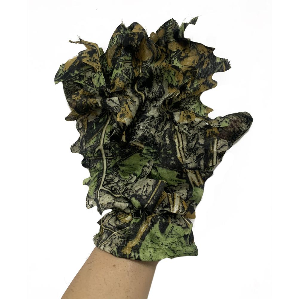1 Pair Camo Gloves Full Finger Gloves For Hiking Fishing Hunting Cycling CS Tactical Shooting Camo 3D Leaves Bionic Glove Mitten